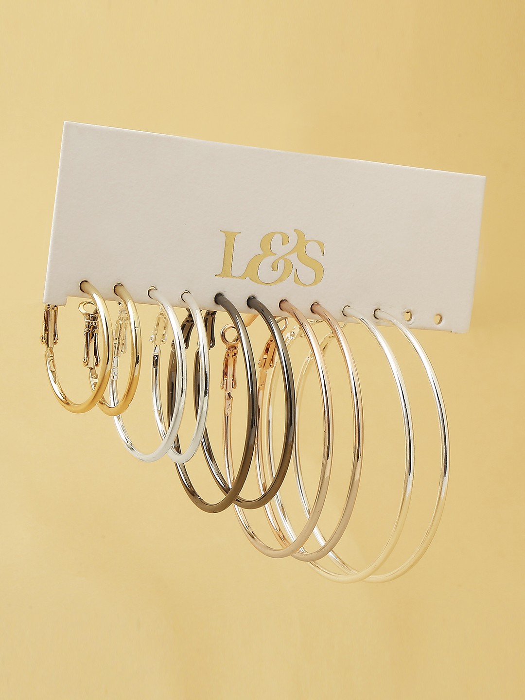 5 set of multicolor hoop earrings