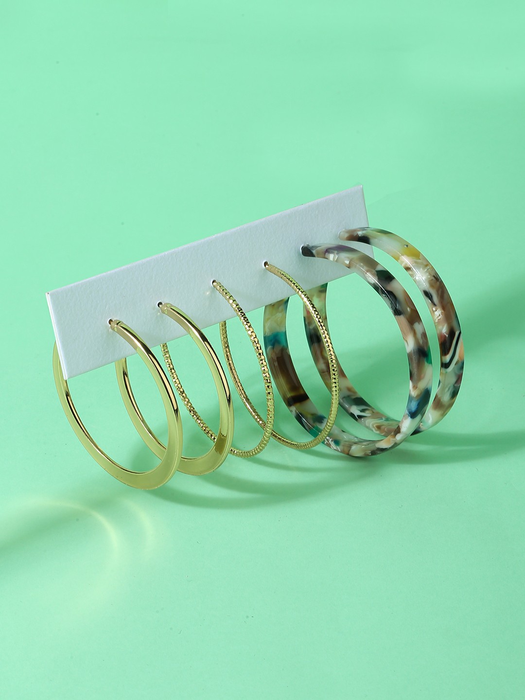 Gold toned set of 3 hoop pack with acetate