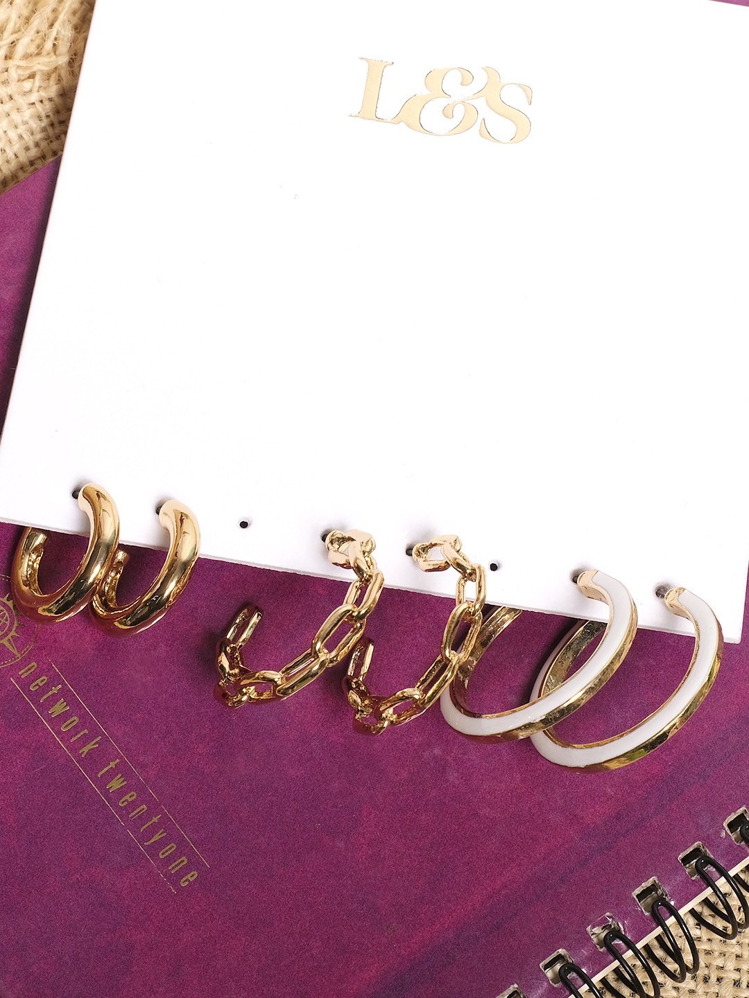 Gold toned set of 3 hoop earrings